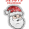 Silver glitter Christmas acrylic charm of Santa Claus with a red hat and white beard