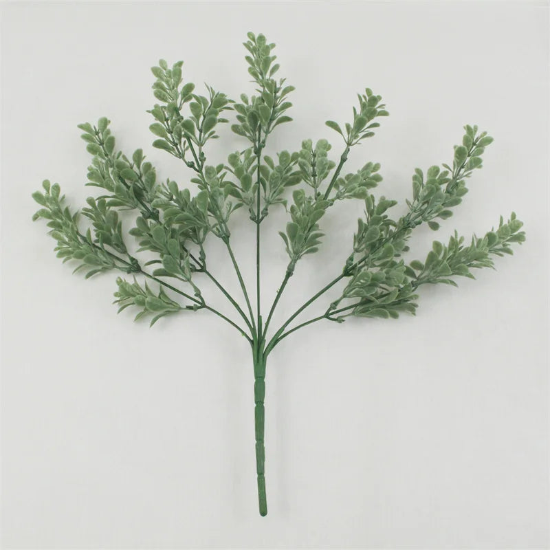 Artificial Fern Grass Bouquet – 7-Branch Green Plastic Plant