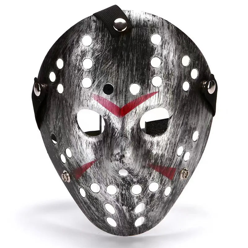 A realistic horror animal mask with a black and gray textured finish and a red accent mark on the face.