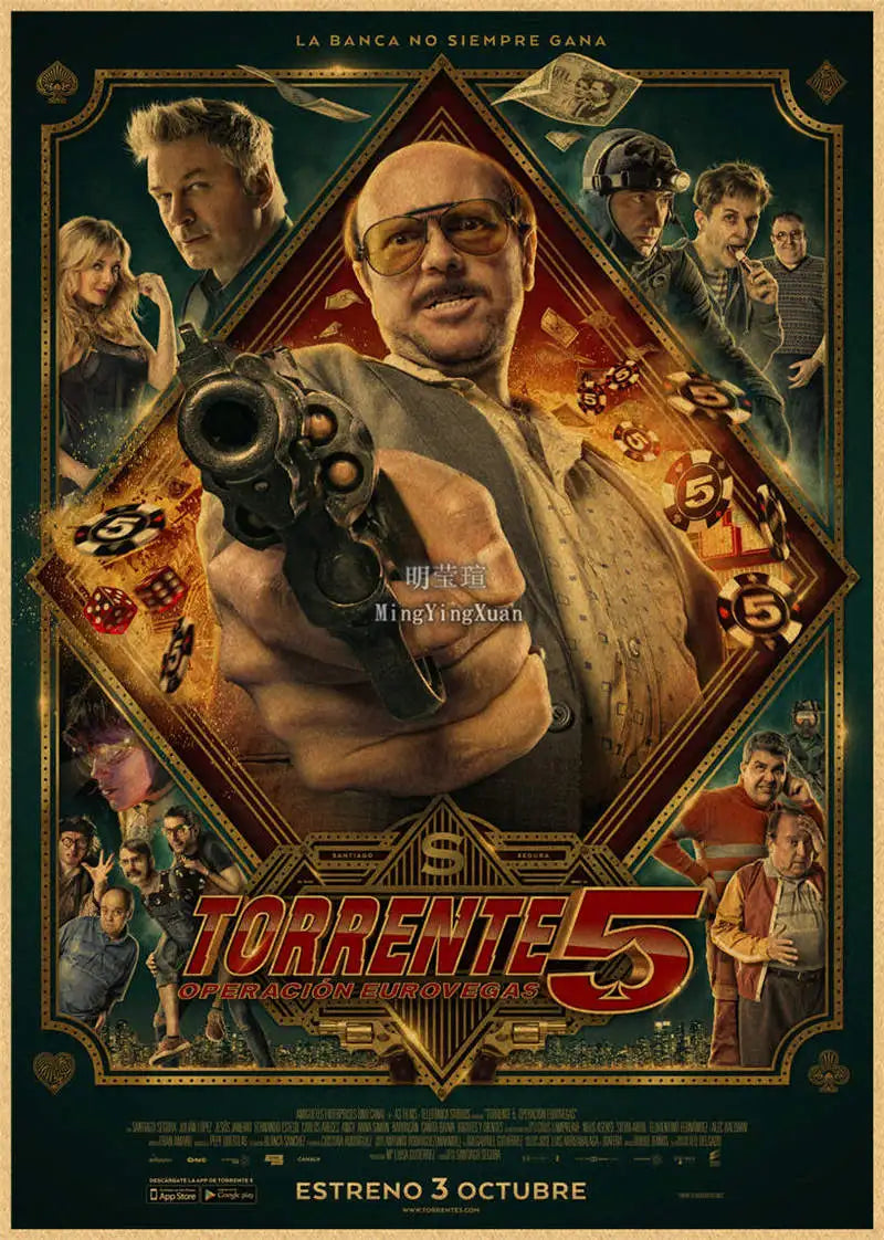 Movie poster for Torrent 5 Operation Euro Vegas featuring a man holding a handgun.