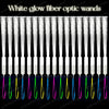A row of white glow fiber optic wands with various flash modes displayed against a black background.