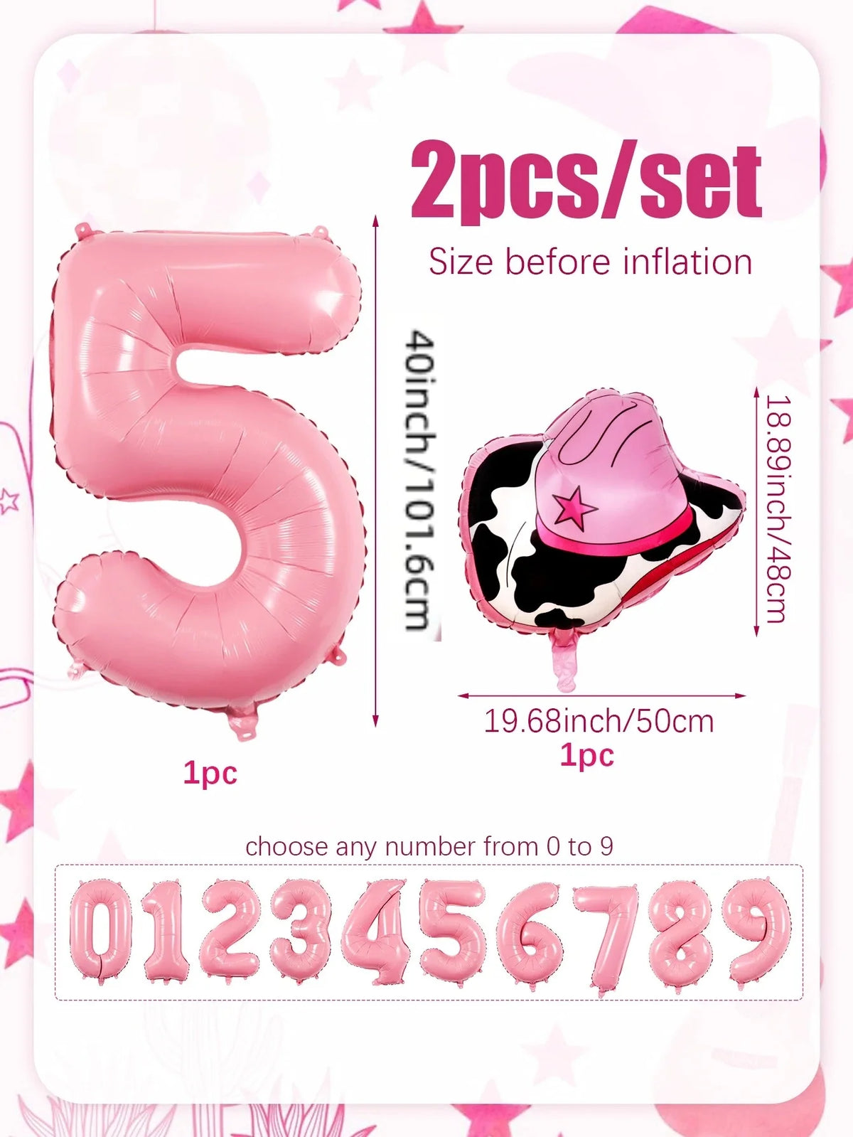 40-Inch Cowboy Cow Number Foil Balloon Set
