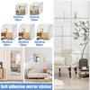 Set of self-adhesive mirror stickers in various sizes and designs for home decor