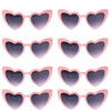 A set of pink heart-shaped sunglasses with dark lenses for special events.