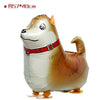 A golden-brown cartoon farm animal foil balloon shaped like a dog, used for birthday party decor.