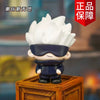 A blind box collectible figure of Gojo and Geto from Jujutsu Kaisen Season 2, featuring white hair and dark clothing.