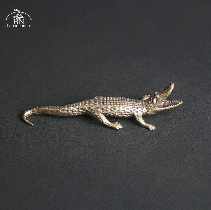 Handcrafted Copper Crocodile Incense Burner Figurine
