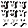 A set of black furry cat ear headband and tail costume featuring various styles.