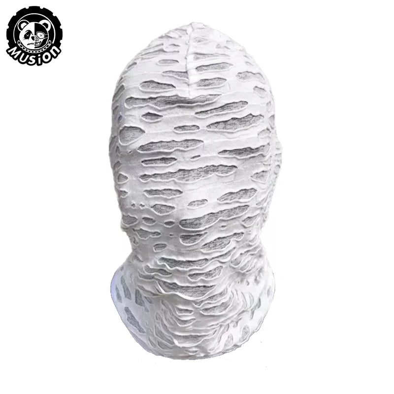 White mesh balaclava face mask for outdoor sports