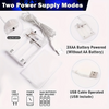 Two power supply modes shown for a LED neon sign, including a long life switch and USB cable operation.