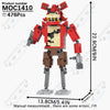A red and yellow Five Nights at Freddy's character model built from building blocks.