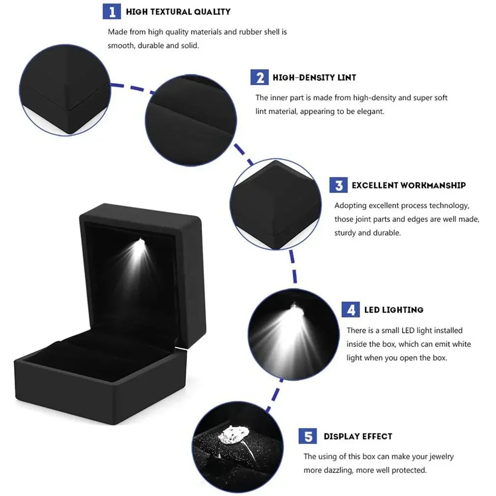 LED Light Ring Box with Plush Interior