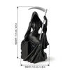 Schwarze Harzstatue einer Grim Reaper Figur mit einer Sense
