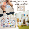 A multi-functional application featuring a scalloped felt bulletin board with cloud-shaped design and various photos.