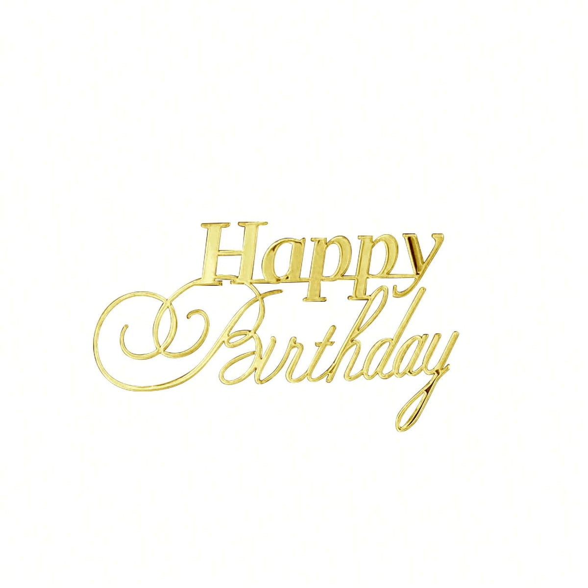 Gold acrylic happy birthday cake topper set in elegant script font