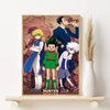 Canvas wall art featuring Hunter x Hunter characters Gon, Killua, and Hisoka.