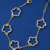 Gold-plated cubic zirconia flower bracelet for women with a delicate chain design