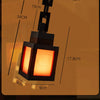Lampe de nuit LED style pixel avec cadre noir et lueur orange, montrée avec des lignes de dimension.