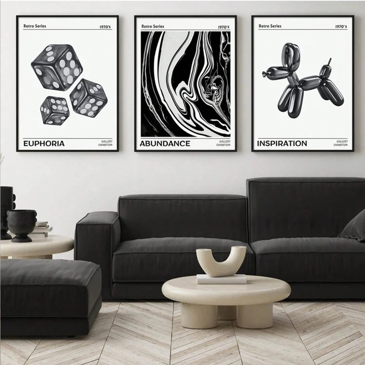 Abstract Puppy Art Canvas Print Set