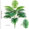 A realistic artificial palm tree featuring vibrant green silk leaves.