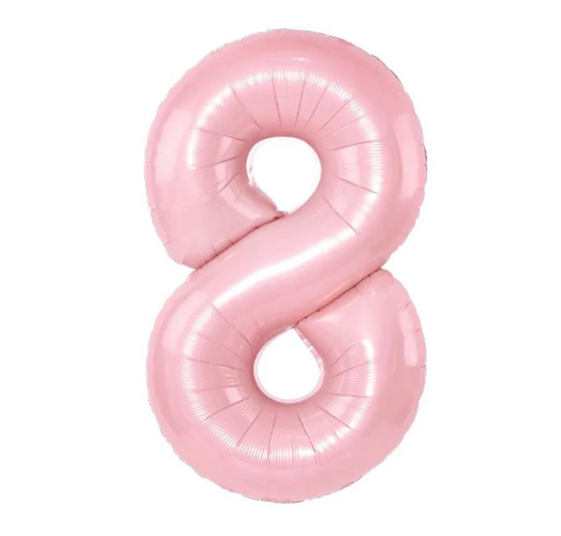 Pastel Pink Foil Number Balloons (0-9) for Birthday Party Decorations