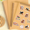 A set of bookish autumn graffiti stickers featuring cute ghost and book designs on kraft paper.