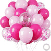A pack of 30 chrome latex balloons in various shades of pink and magenta.
