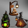 3D Resin Halloween Witch Lamp with Lantern