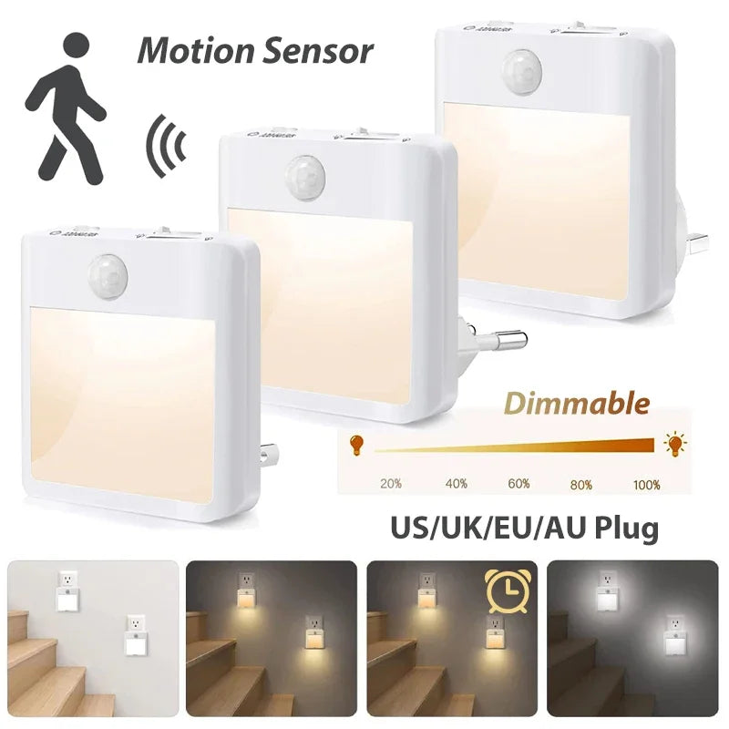 Motion Sensor Night Light with Dimmable Warm LED