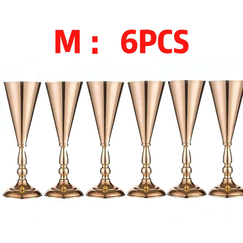 Gold Trumpet Vase Metal Flower Holder for Weddings & Home Decor