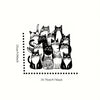 A collection of black cats in various poses arranged on a grid for wall art.