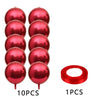 A set of ten glossy red round foil balloons displayed in a vertical arrangement.