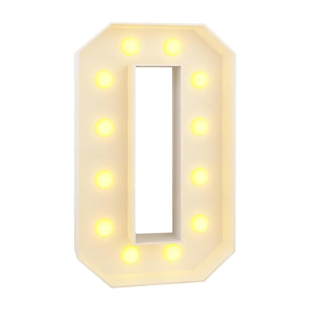 A glowing light-up letter D made of LED lights for party decorations