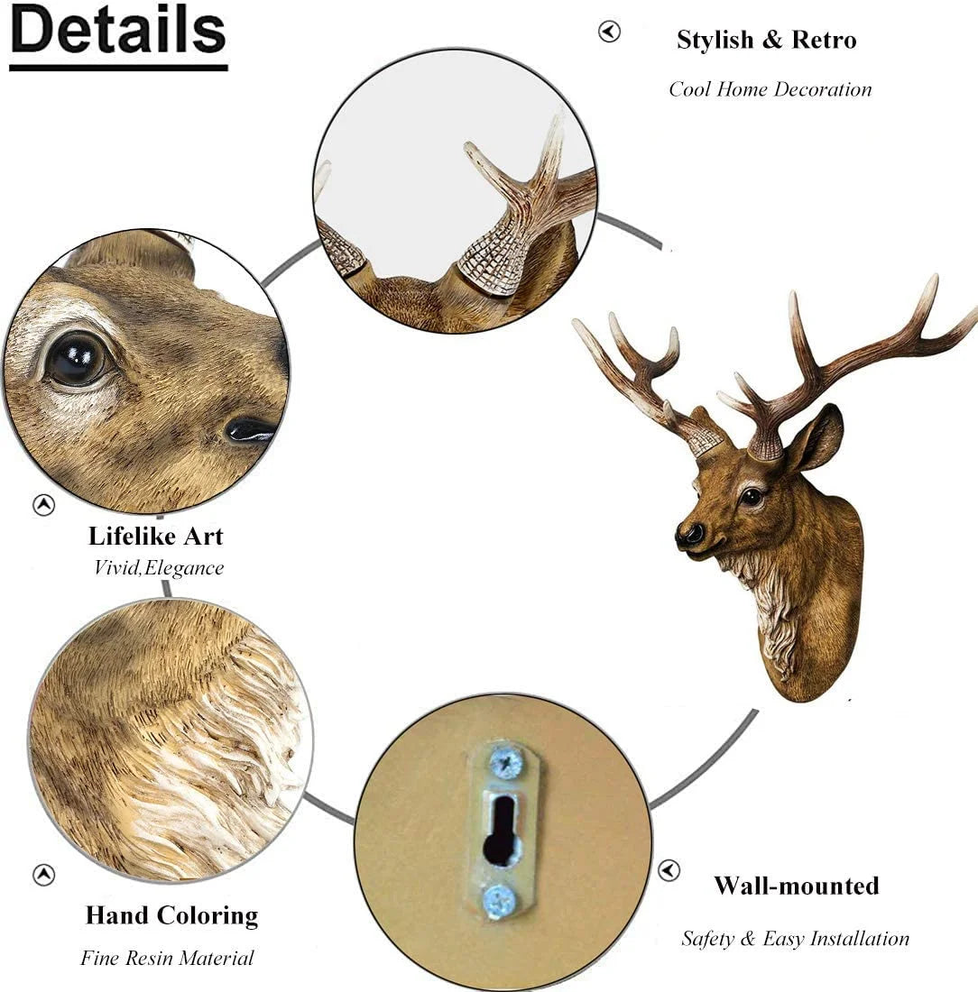 Rustic Faux Deer Head Wall Décor with Antlers