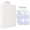 A white reusable A5 Kpop photocard album binder with 25 individual clear plastic sleeves.