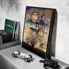 A framed poster of the Vinland Saga anime featuring characters in a dramatic scene.