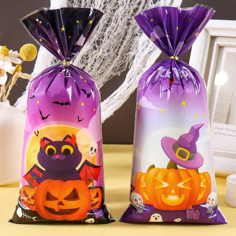 Halloween Pumpkin Candy Bags for Trick-or-Treat Party Favors
