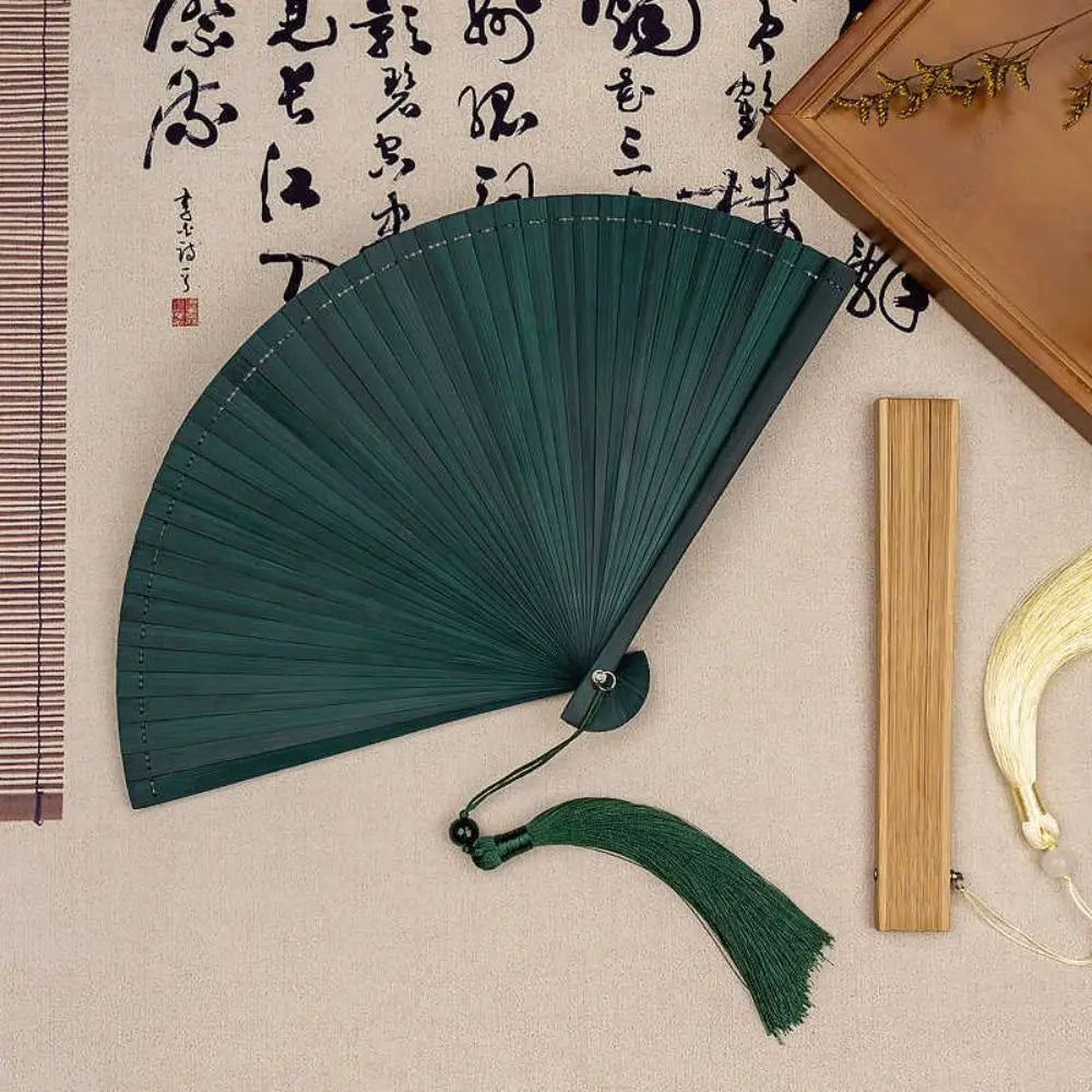 Classic Bamboo Folding Fan with Tassel