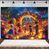 Day of the Dead Skeleton & Floral Backdrop for Party Photo Booth