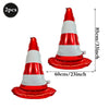 Two red and white striped traffic light cone balloons for decoration