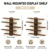 A set of two wall-mounted display shelves made of brown wood, featuring sturdy design and strong load capacity.