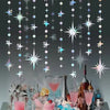 Glittering star and polka dot garland kit featuring pink and blue iridescent beads and star shapes