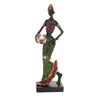 Hand-painted resin statue of an African tribal lady with elaborate headdress and jewelry.
