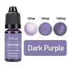 A bottle of Dark Purple liquid pigment with dropper tips showing 1, 5, and 10 drops.