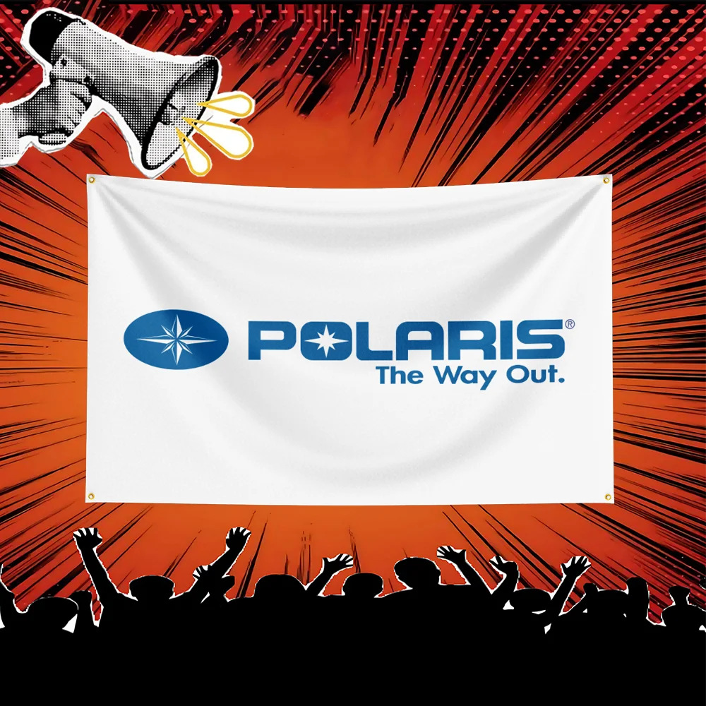 A white banner featuring the Polaris logo and text The Way Out on a red background, with a hand megaphone in the upper left.
