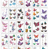 A collection of 30 pieces of waterproof temporary body art stickers featuring various colorful butterflies and floral designs