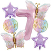 Pink Butterfly & Number Balloon Combo Set