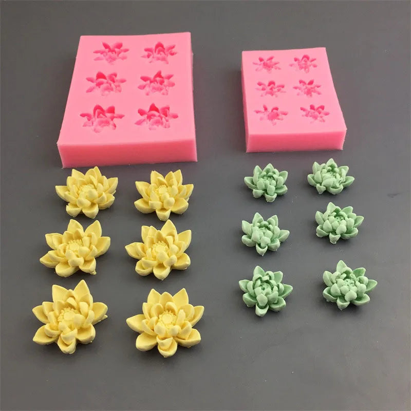 Pink silicone molds featuring lotus leaf shapes for cake decorating