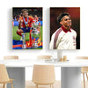 A pair of framed posters featuring Lamine Yamal celebrating a football victory.