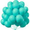 A bunch of light blue latex balloons tied together for party decor